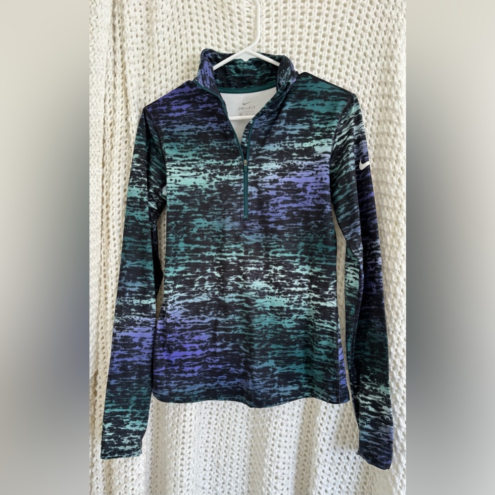 Nike Women’s Teal & Purple Half-Zip Long Sleeve Athletic Top